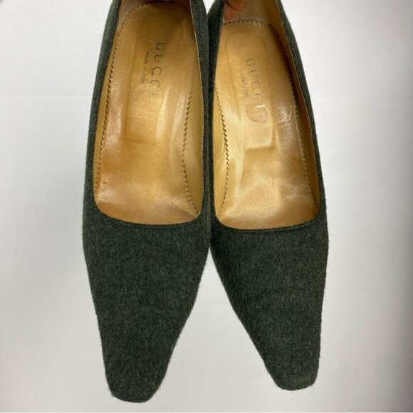 Gucci Women's Forest Green Quiet Luxury Wool Fabric Designer Pumps‎ EU 37/US 7 - Picture 3 of 15